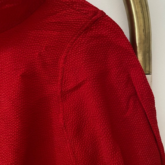 Everlane Long Sleeves Red Cupro Textured Blouse Top Mockneck Size 10 - Picture 5 of 6